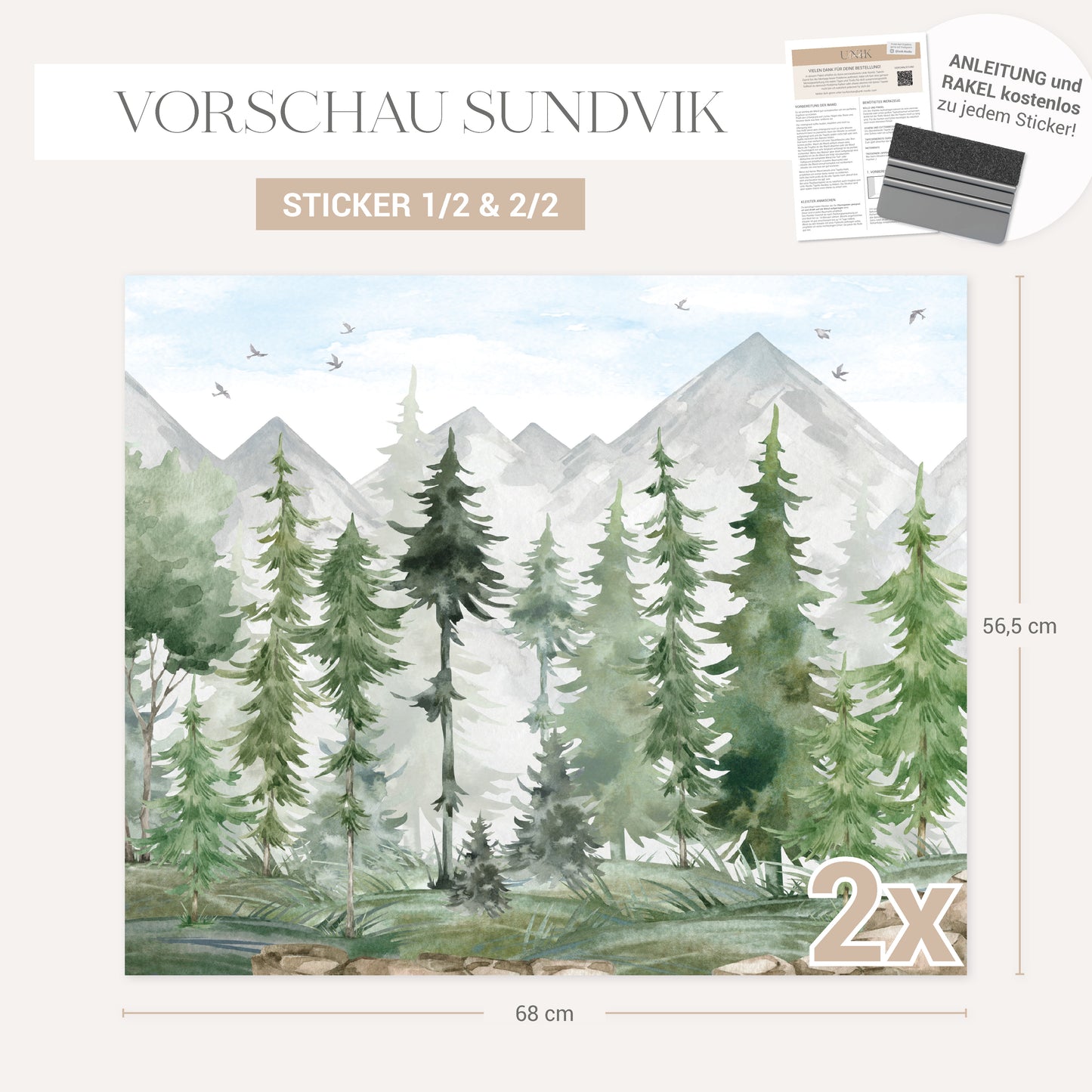 IKEA Sundvik Möbel­folien Tannenwald Aquarell