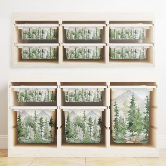 Möbelfolie für IKEA Trofast - Tannenwald Aquarell