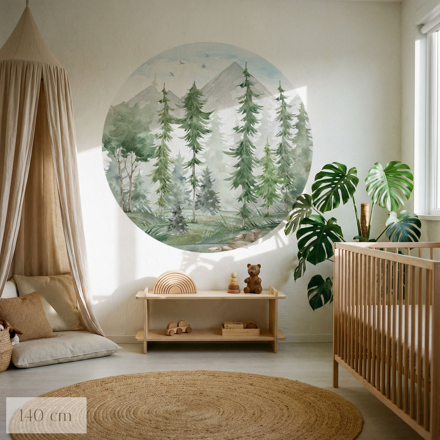 Tapetenkreis Tannenwald Aquarell