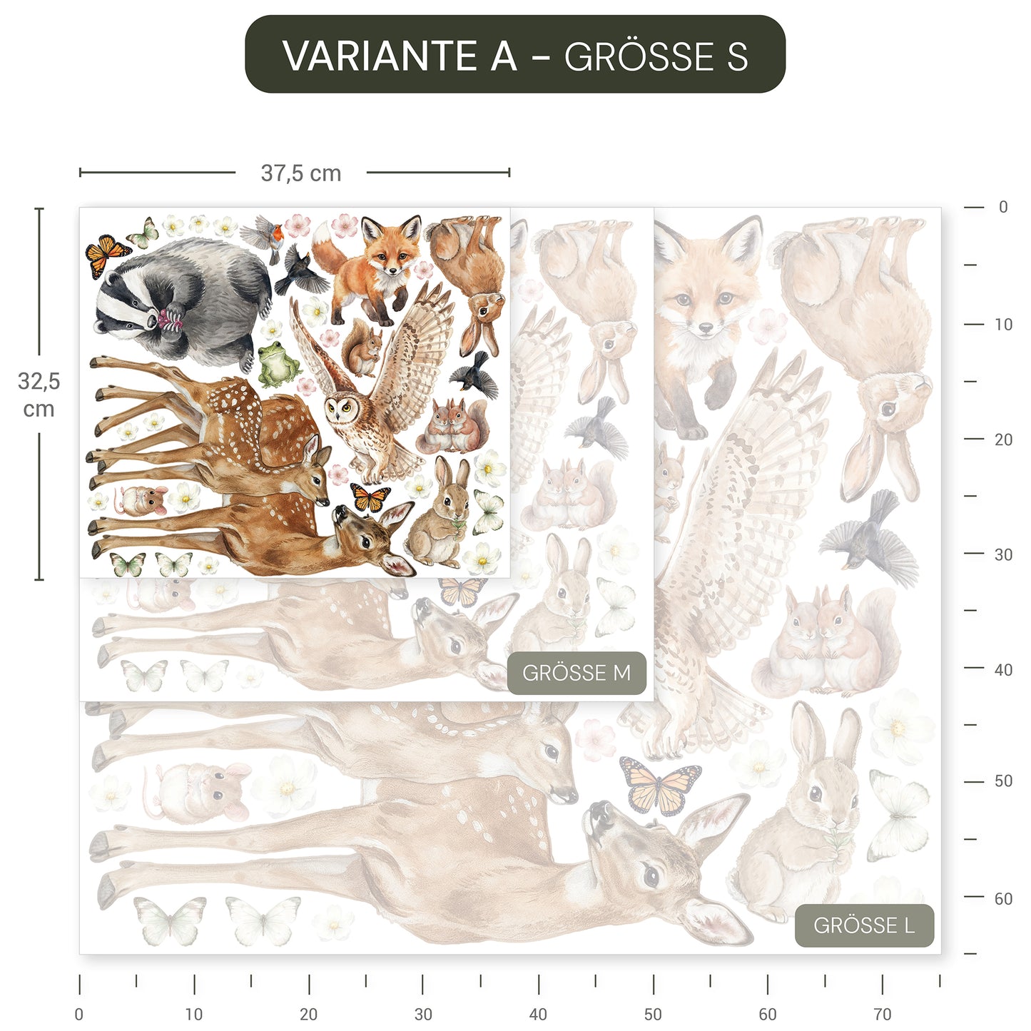 Wandsticker Waldtiere Tannenwald