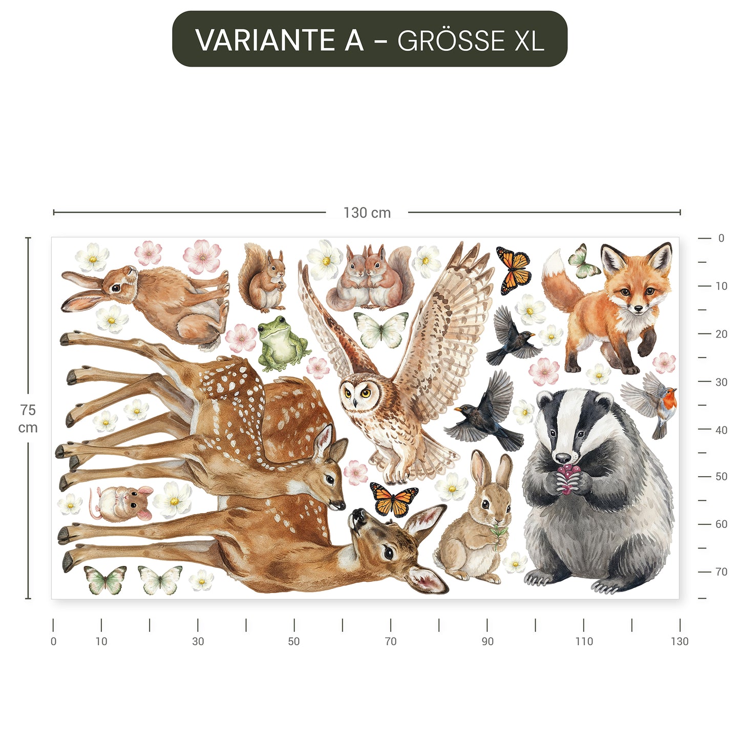 Wandsticker Waldtiere Tannenwald