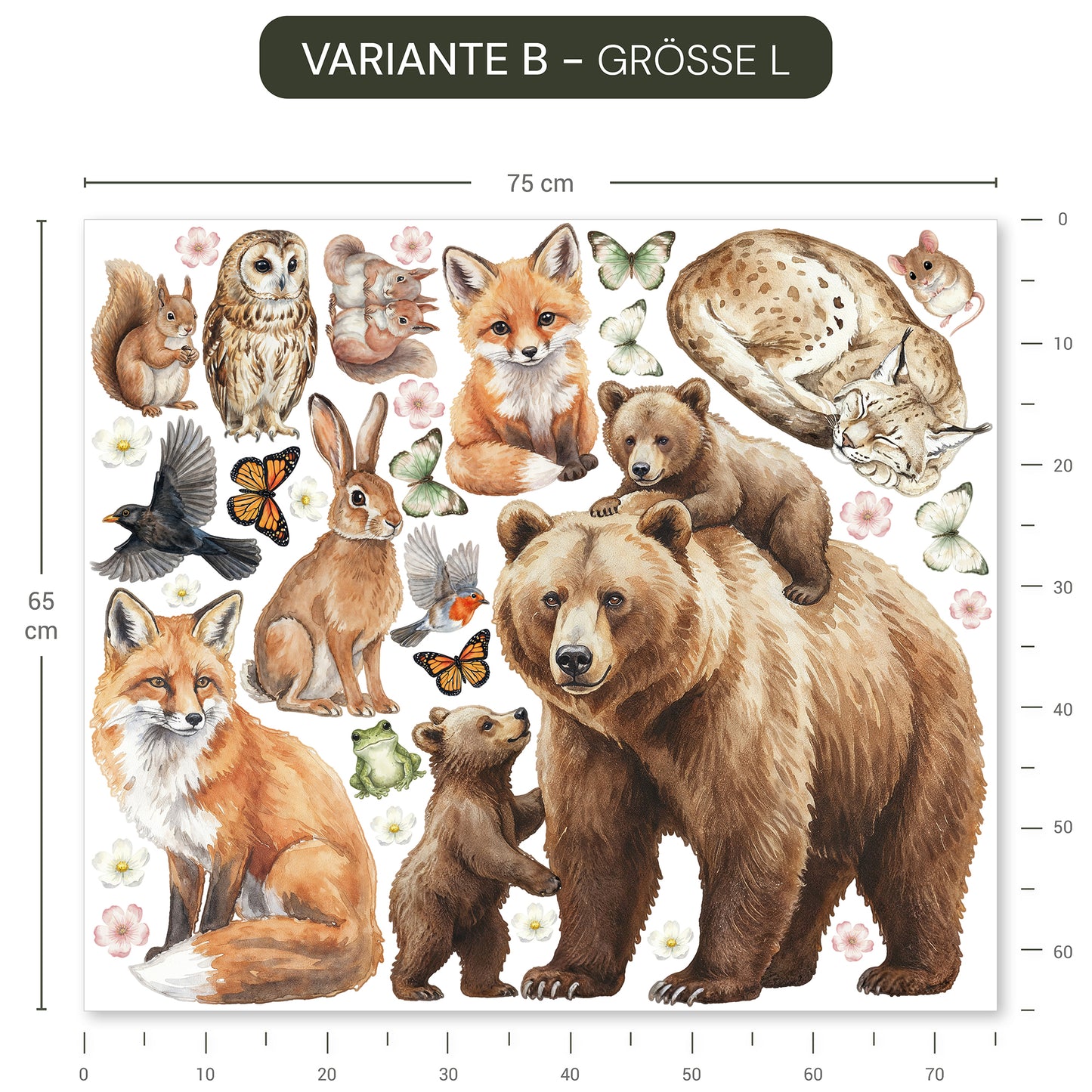 Wandsticker Waldtiere Tannenwald