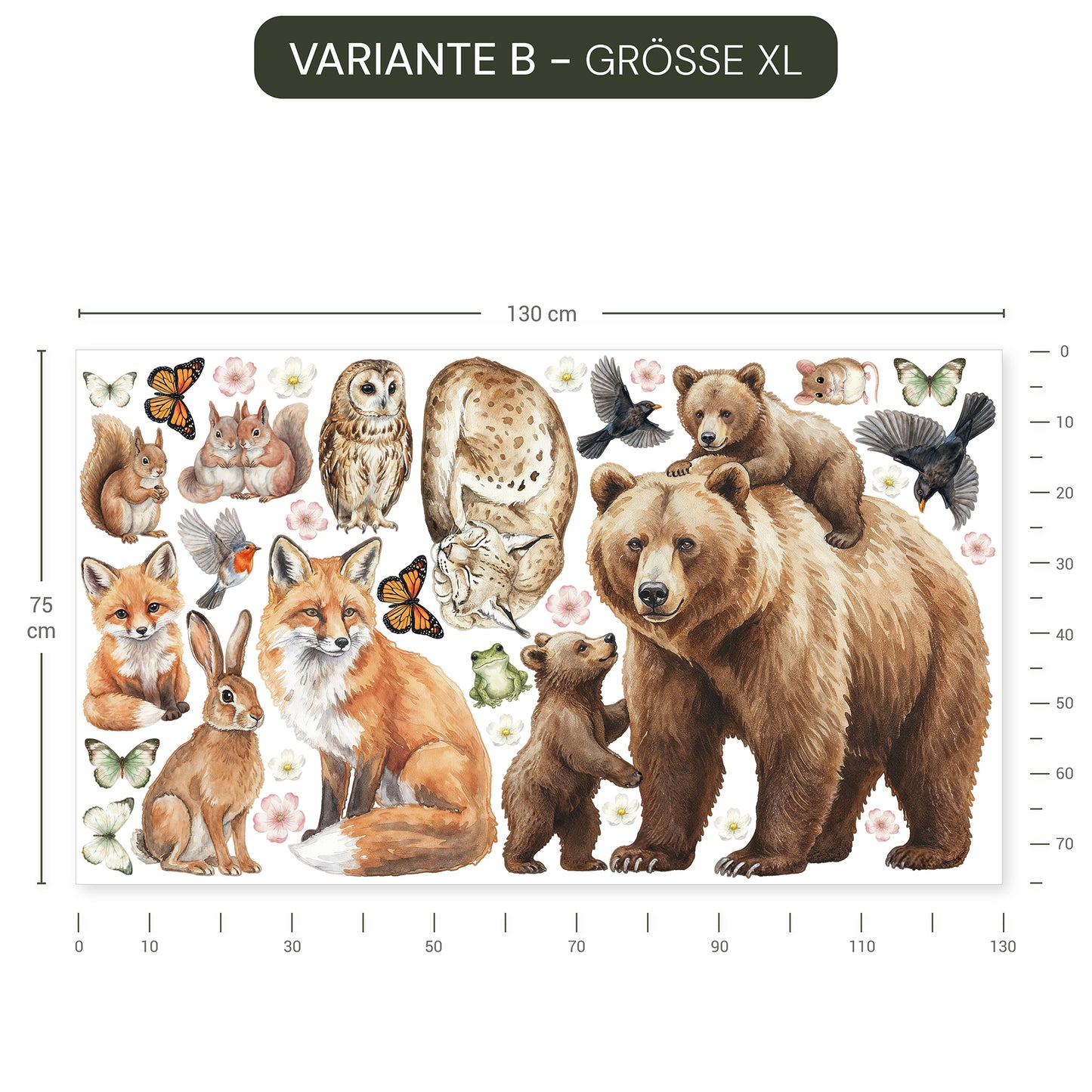 Wandsticker Waldtiere Tannenwald