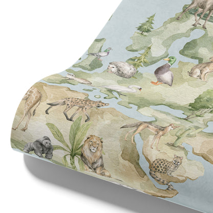 Kinder­tapete Welt­karte Aquarell