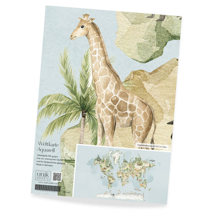 Sample Children's Wallpaper World Map Watercolor