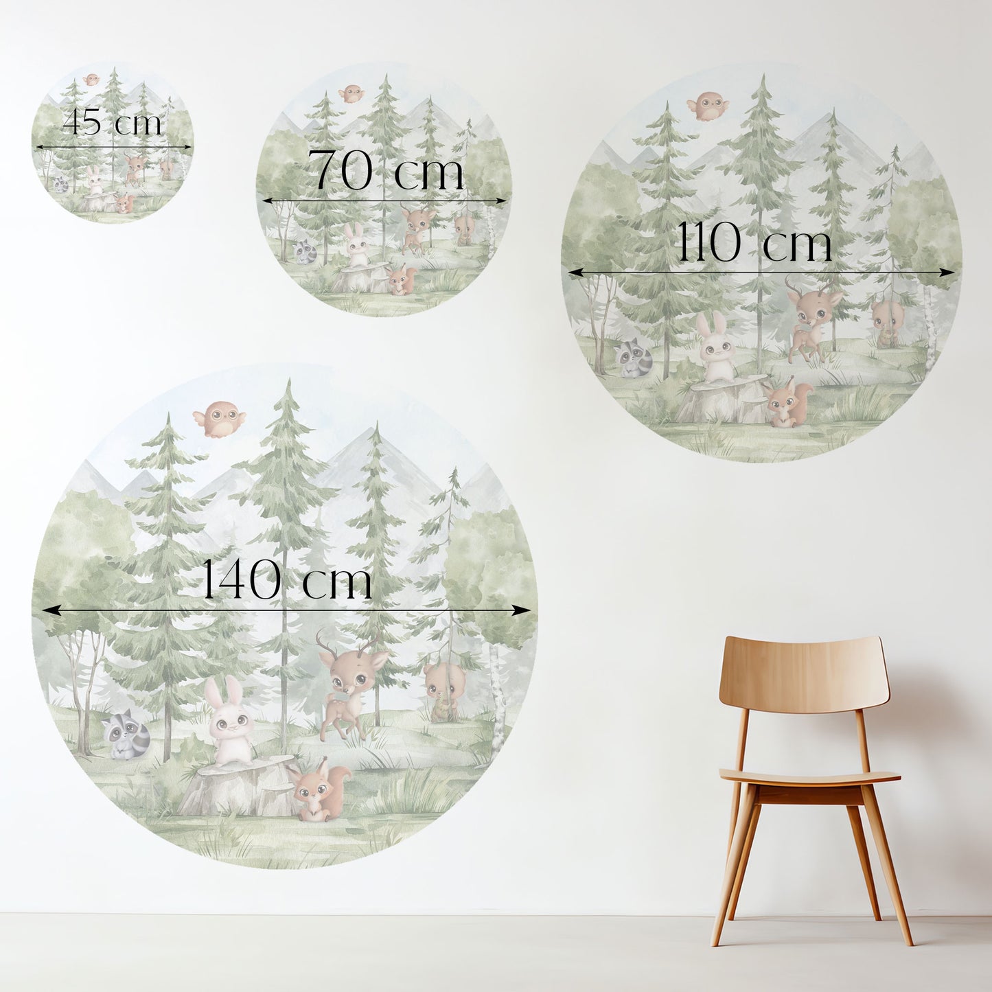 Tapetenkreis Tannenwald mit Tieren