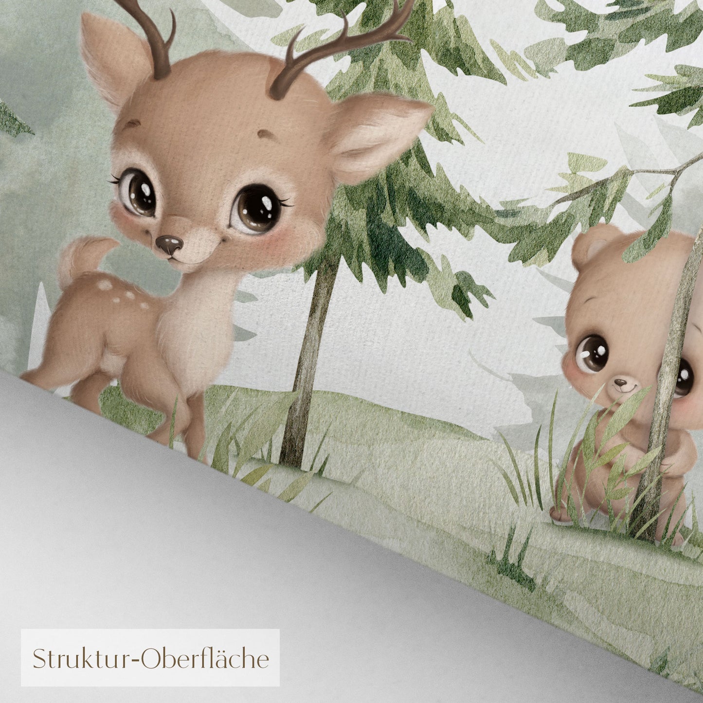 Tapetenkreis Tannenwald mit Tieren