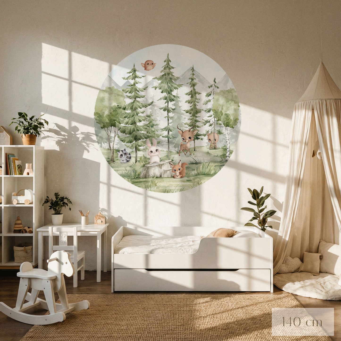 Tapetenkreis Tannenwald mit Tieren