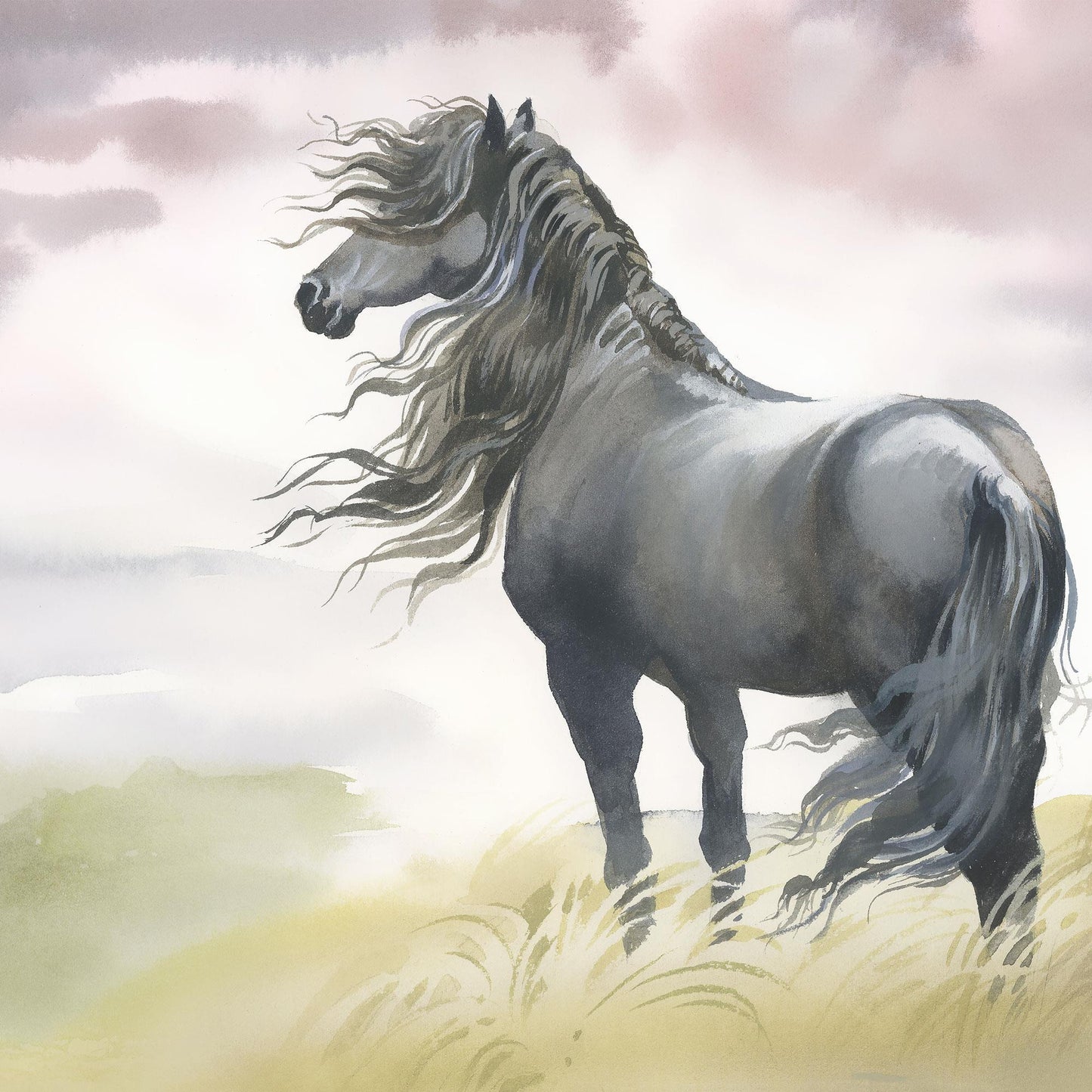 Kindertapete Pferd mit Landschaft