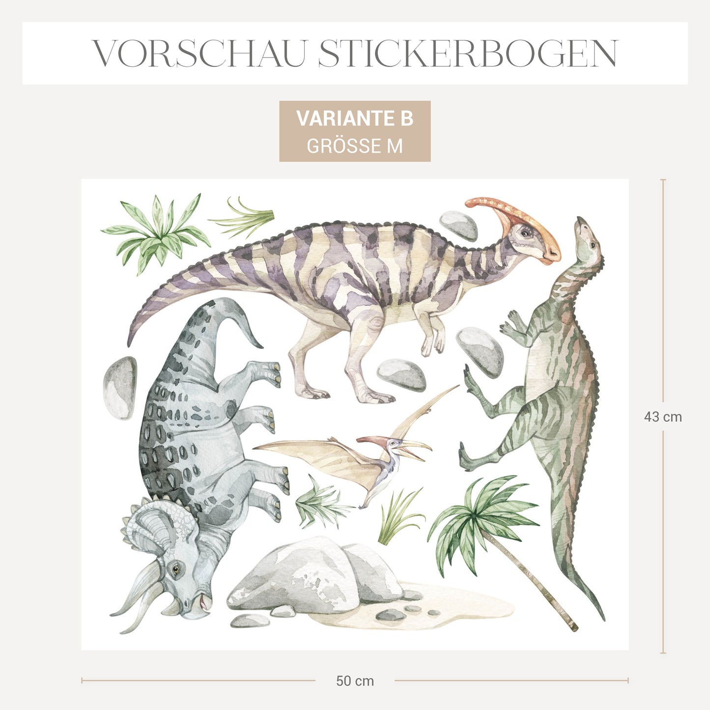 Wandsticker Pastell Dinosaurier