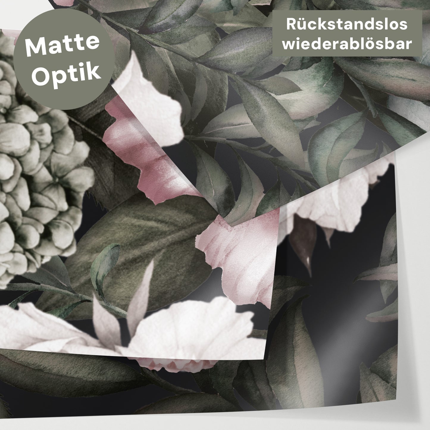 Bettaufkleber Set für IKEA Kura - Pfingstrosen Dunkel