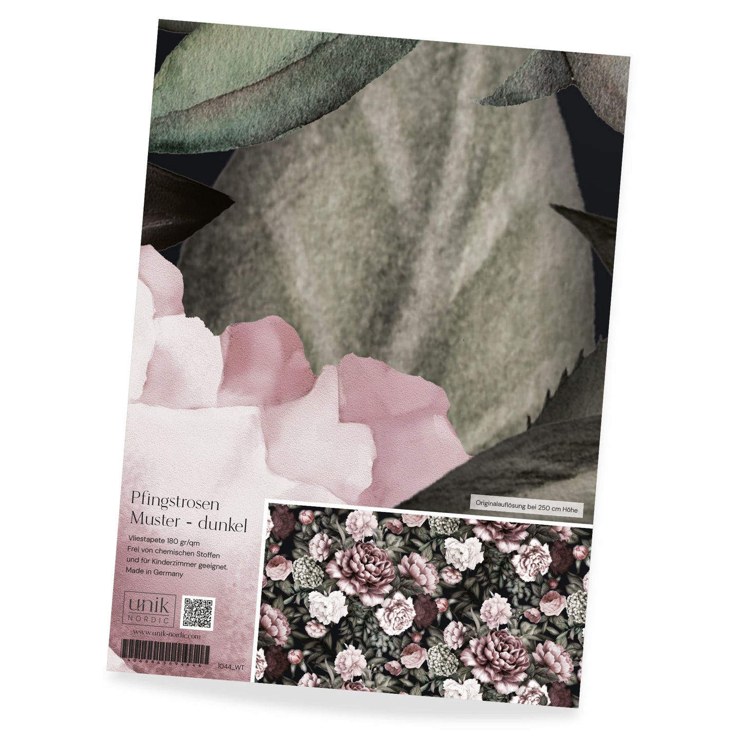 Sample Photo Wallpaper Peonies Pattern - dark