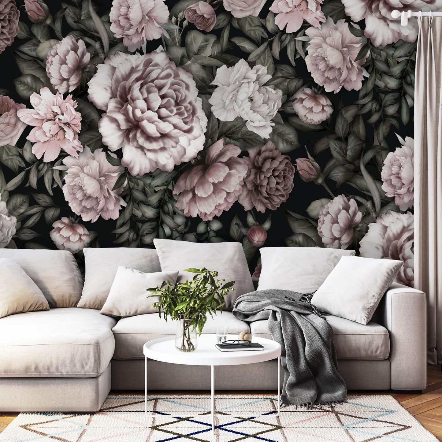 Fototapete Pfingst­rosen Muster - rosa