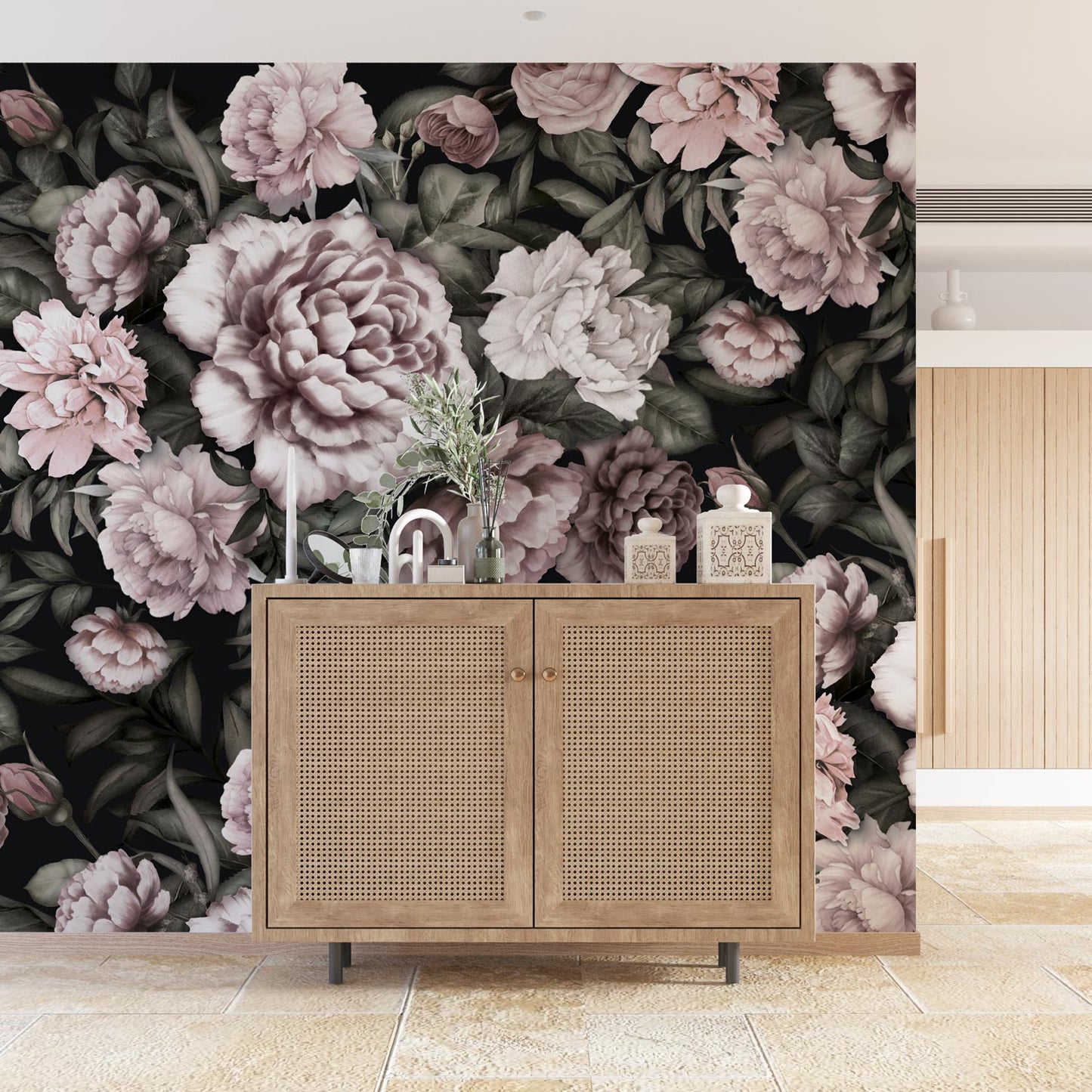 Fototapete Pfingst­rosen Muster - rosa