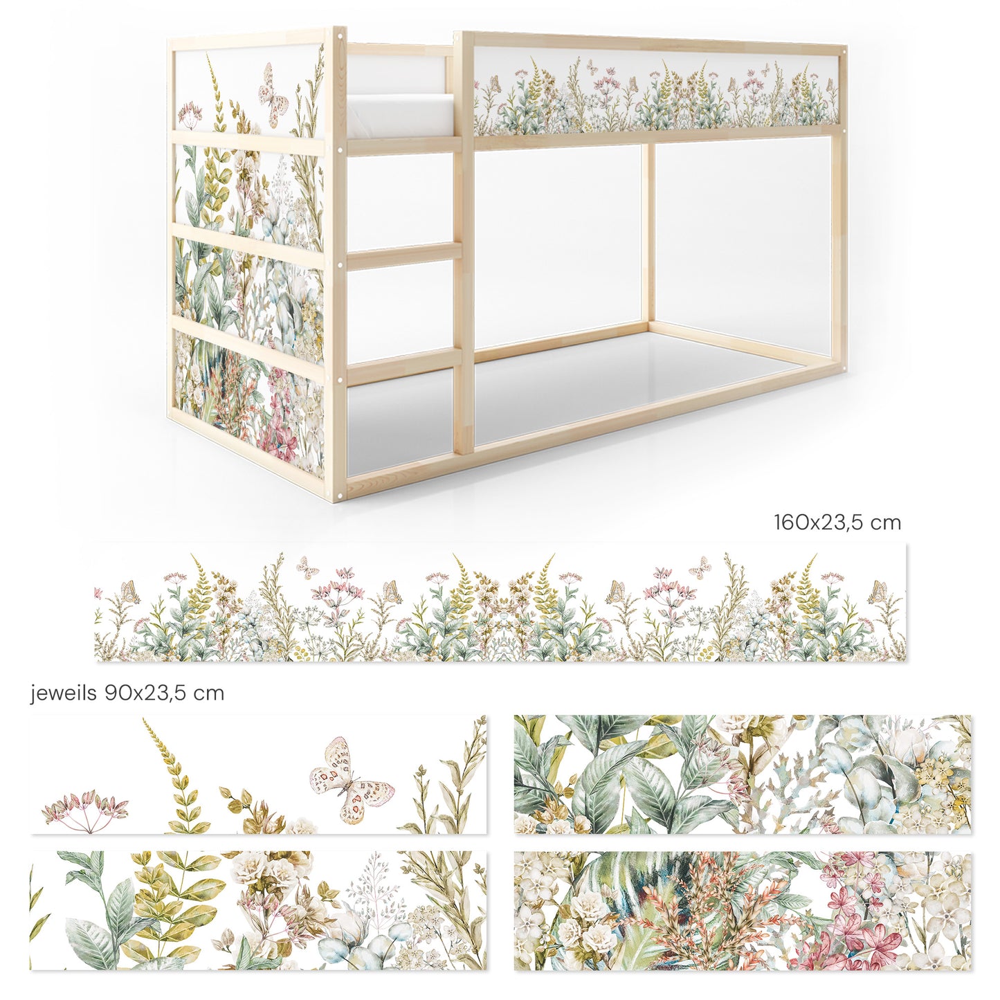 Bettaufkleber Set für IKEA Kura - Frühlingswiese