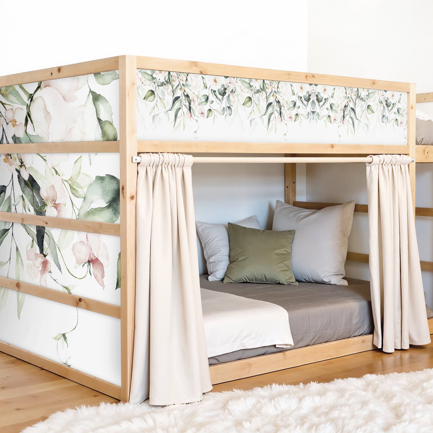 Bettaufkleber Set für IKEA Kura - Flower Border