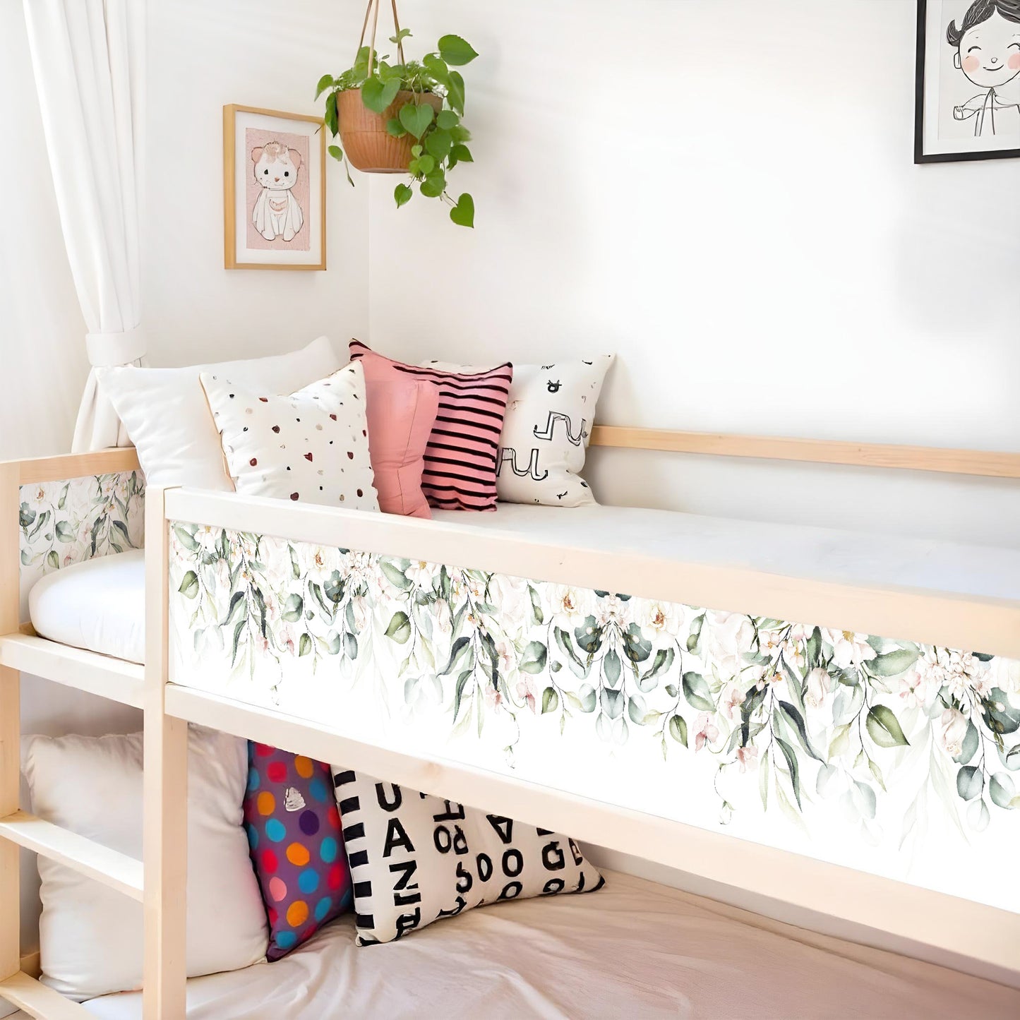 Bettaufkleber Set für IKEA Kura - Flower Border