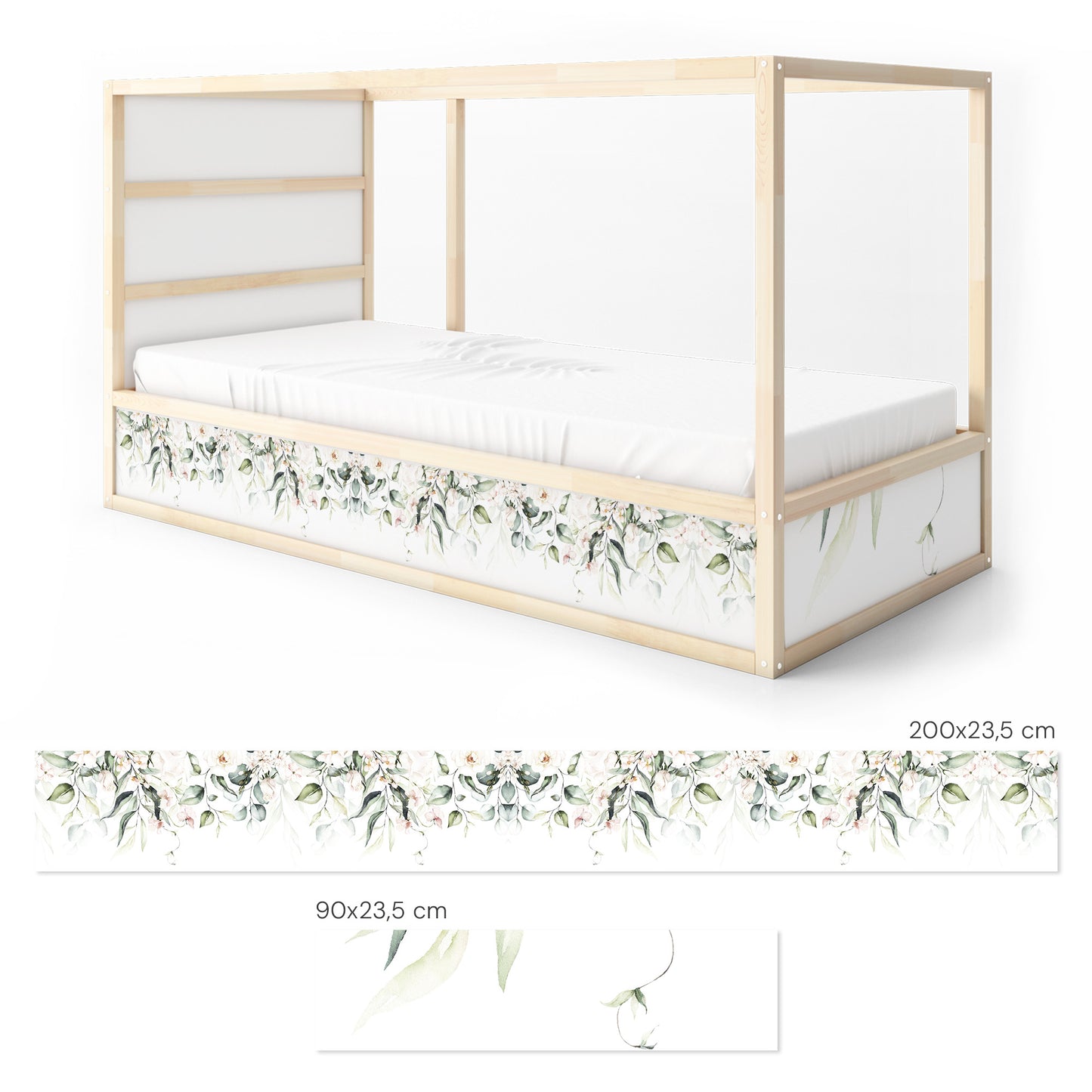 Bettaufkleber Set für IKEA Kura - Flower Border