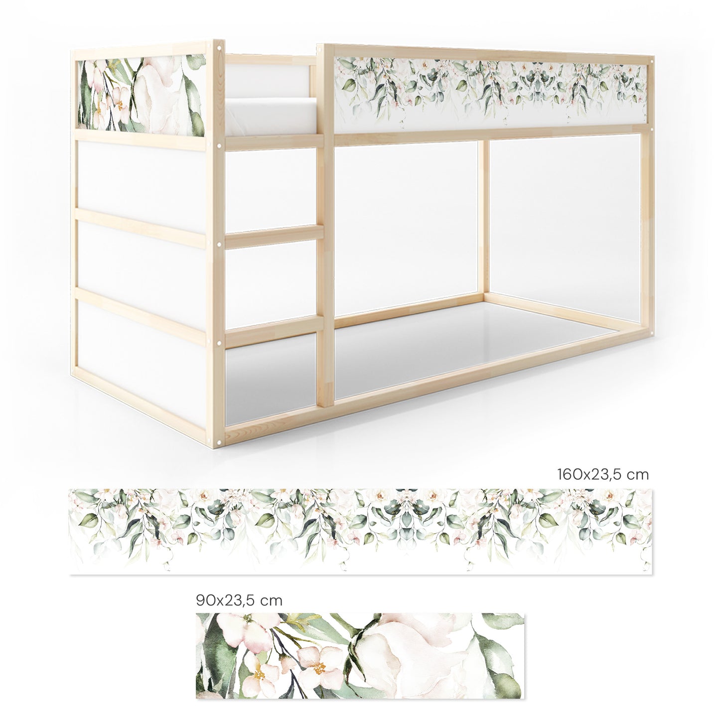 Bettaufkleber Set für IKEA Kura - Flower Border