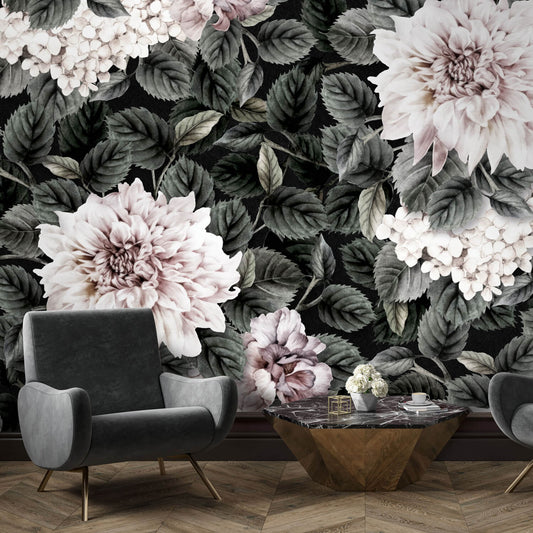 Fototapete Blumen­muster Midnight