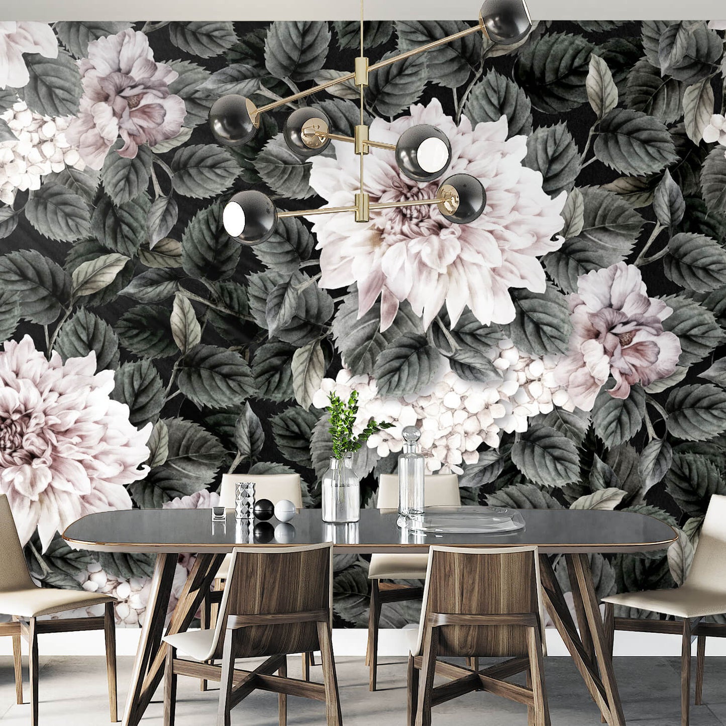 Photo Wallpaper Midnight Floral Pattern