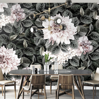Fototapete Blumen­muster Midnight