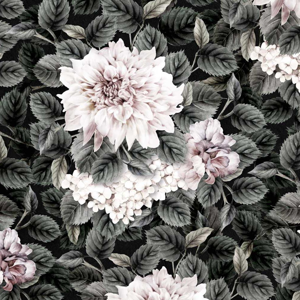 Fototapete Blumen­muster Midnight