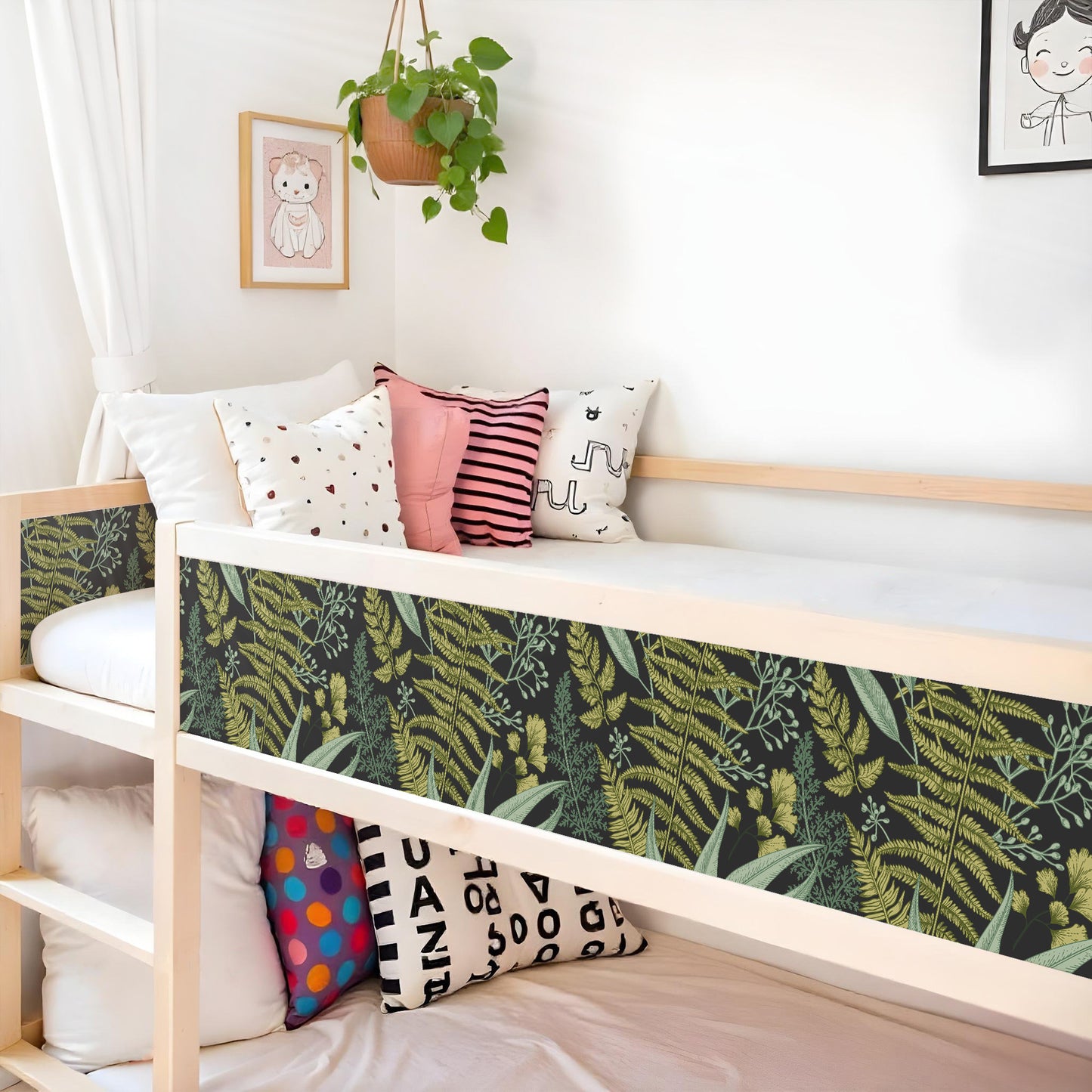 Bettaufkleber Set für IKEA Kura - Botanisches Farn-Muster