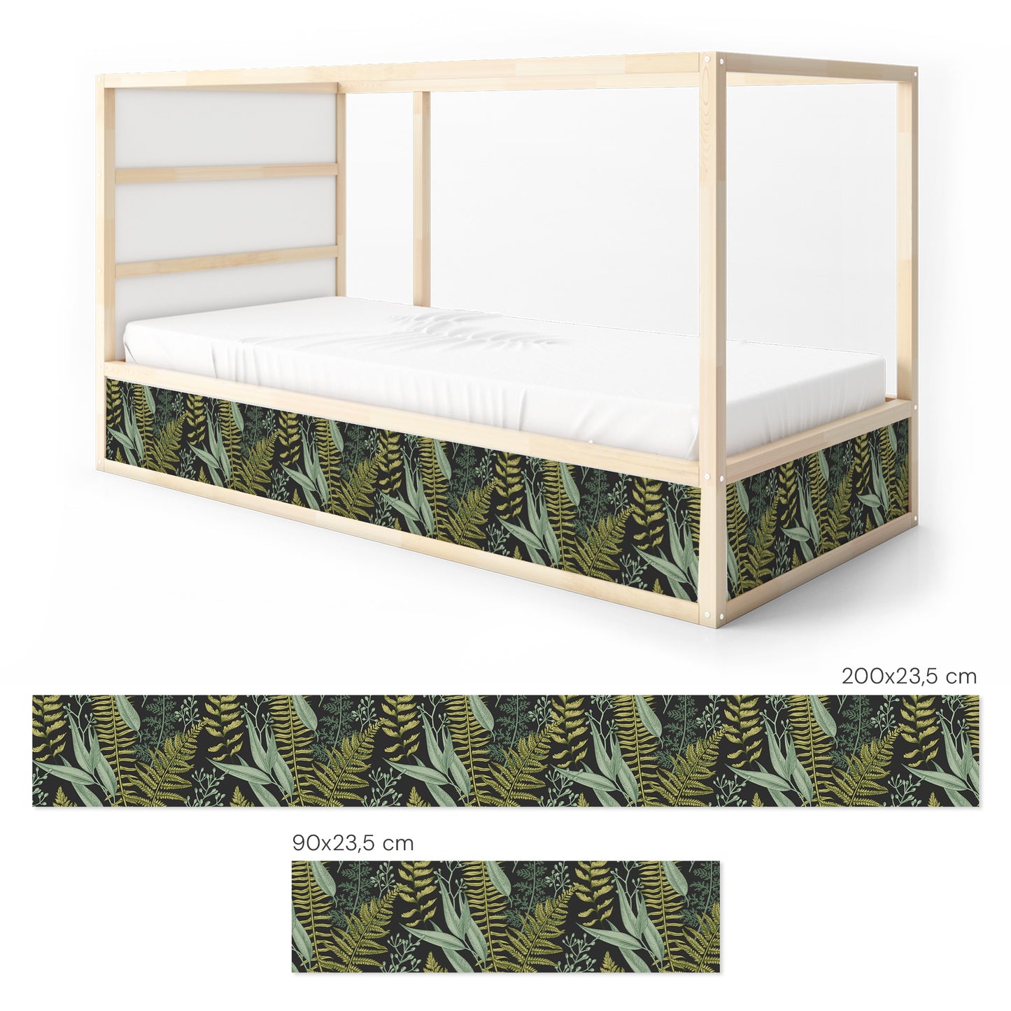 Bettaufkleber Set für IKEA Kura - Botanisches Farn-Muster