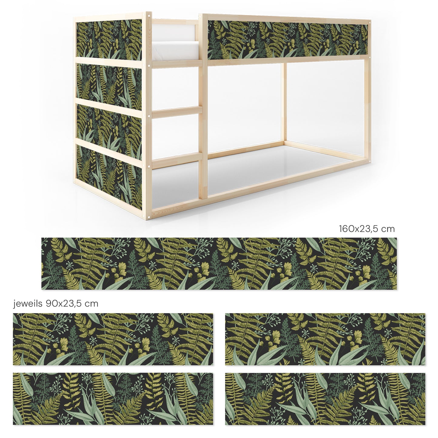 Bettaufkleber Set für IKEA Kura - Botanisches Farn-Muster