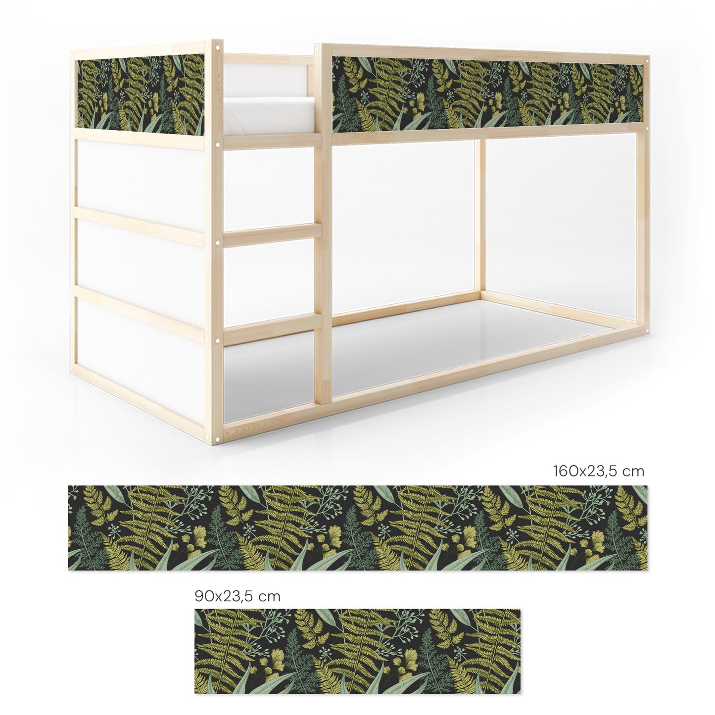 Bettaufkleber Set für IKEA Kura - Botanisches Farn-Muster