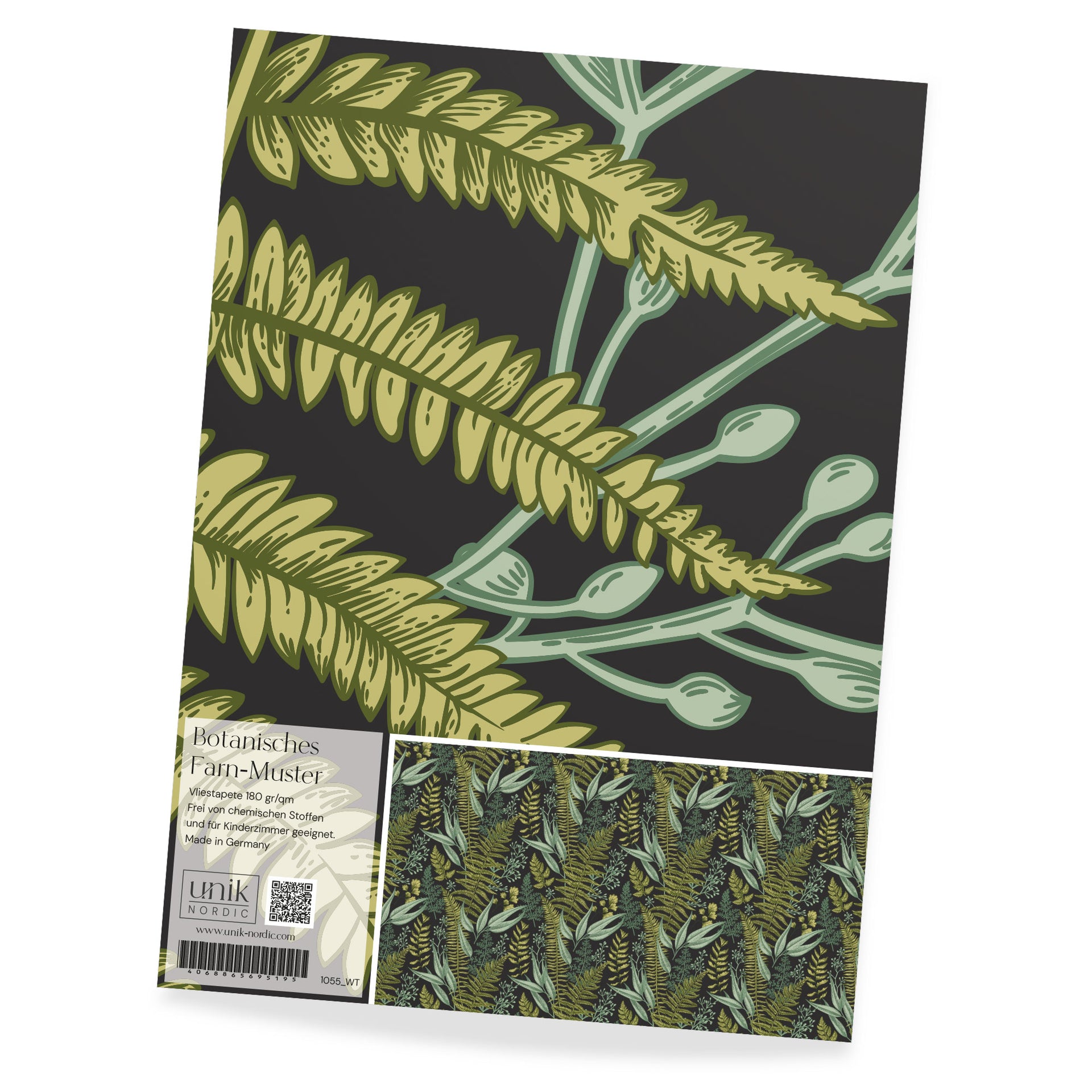 Muster Fototapete Botanisches Farn-Muster | Premium-Vlies (180g/m²) |  einfach zu tapezieren | individuell anpassbar