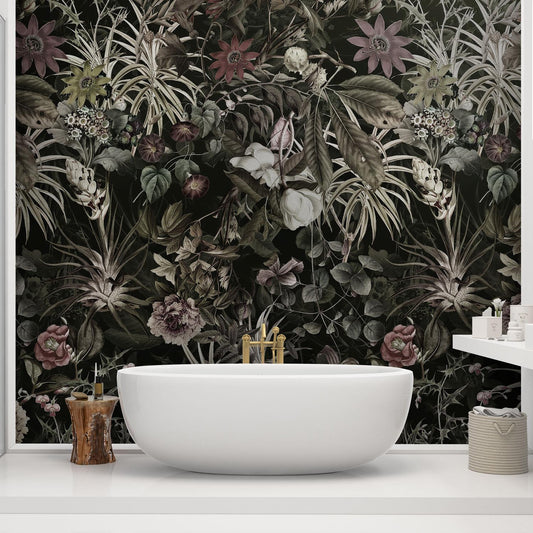 Photo Wallpaper Sepia Leaves Pattern