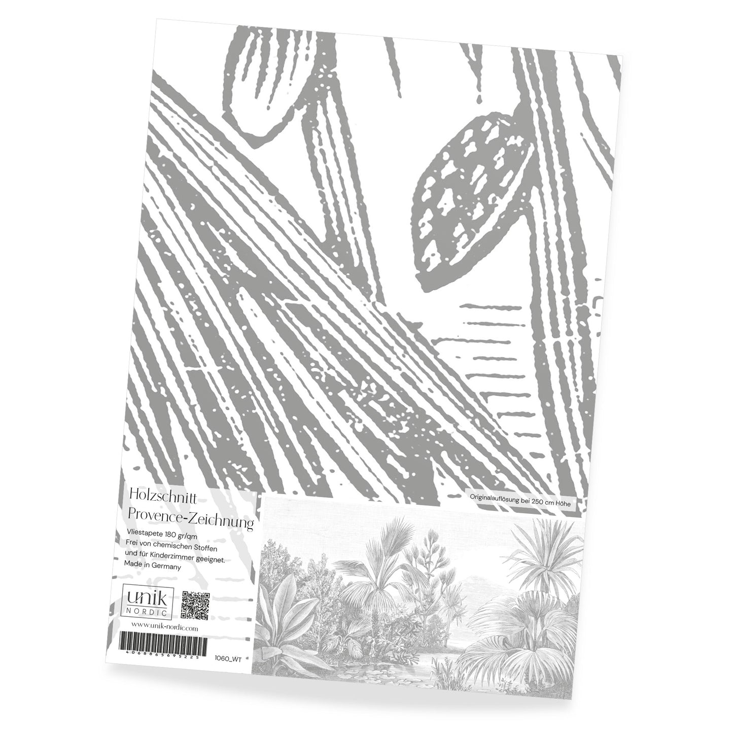 Papier peint photo motif gravure sur bois dessin Provence