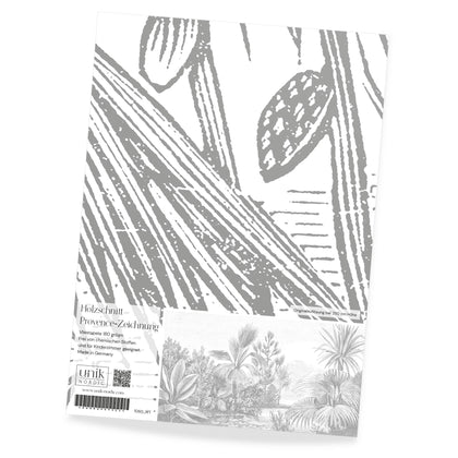 Muster Foto­tapete Holz­schnitt Provence­-Zeichnung