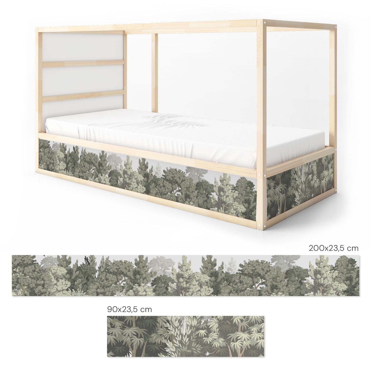 Bettaufkleber Set für IKEA Kura - Wald pastell