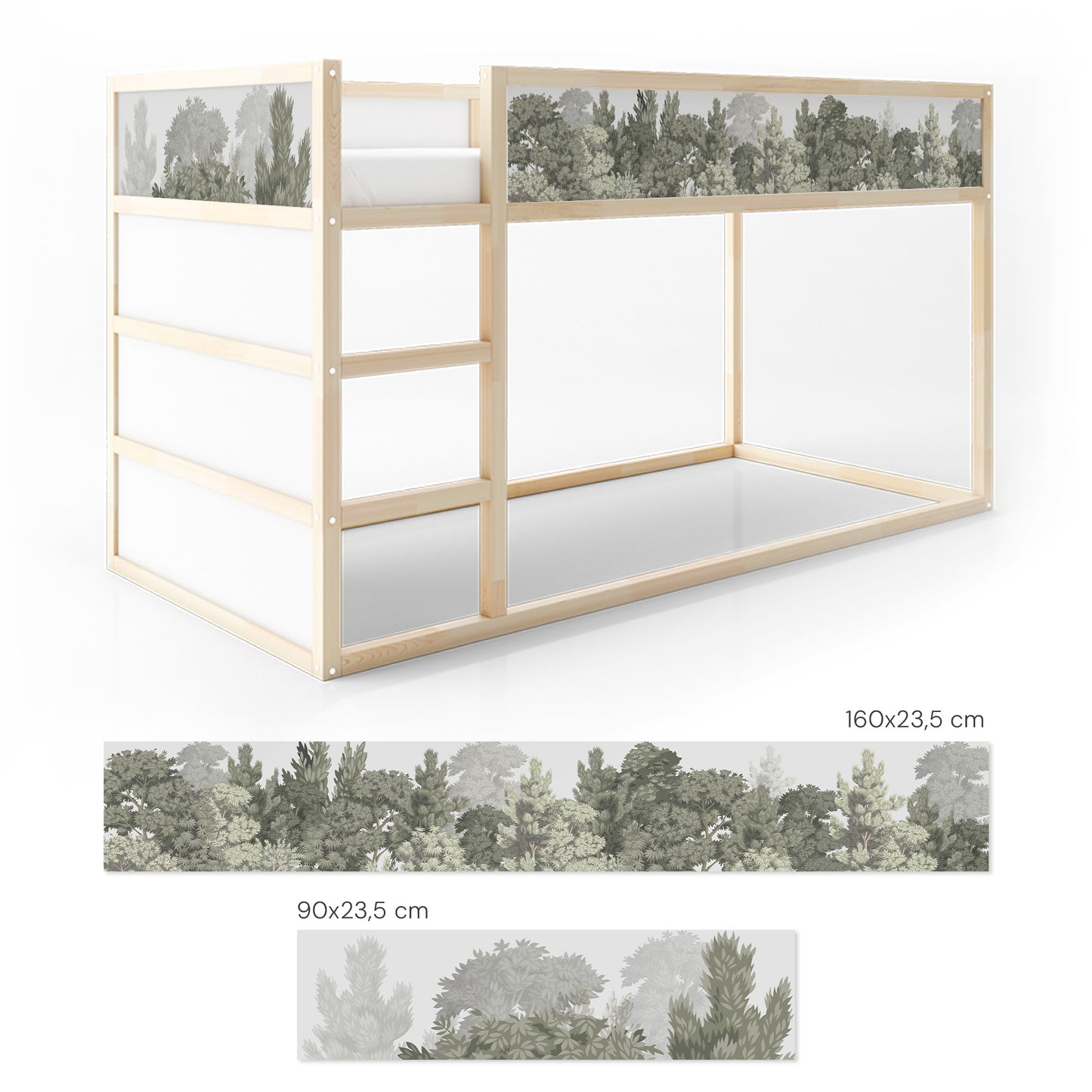 Bettaufkleber Set für IKEA Kura - Wald pastell