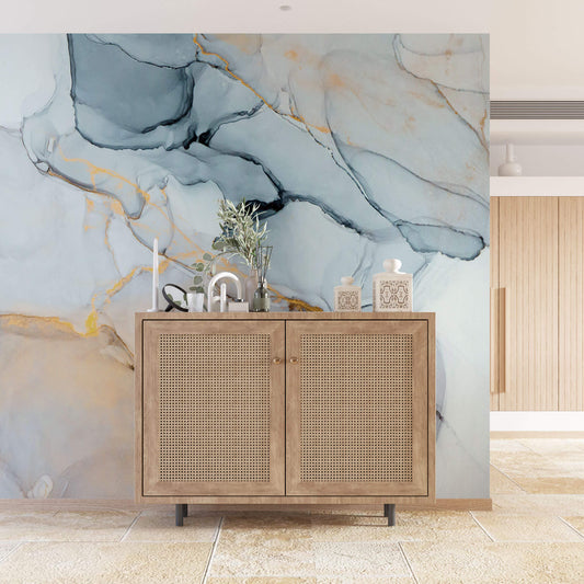 Foto­tapete Malerei Aquarell grau­-blau