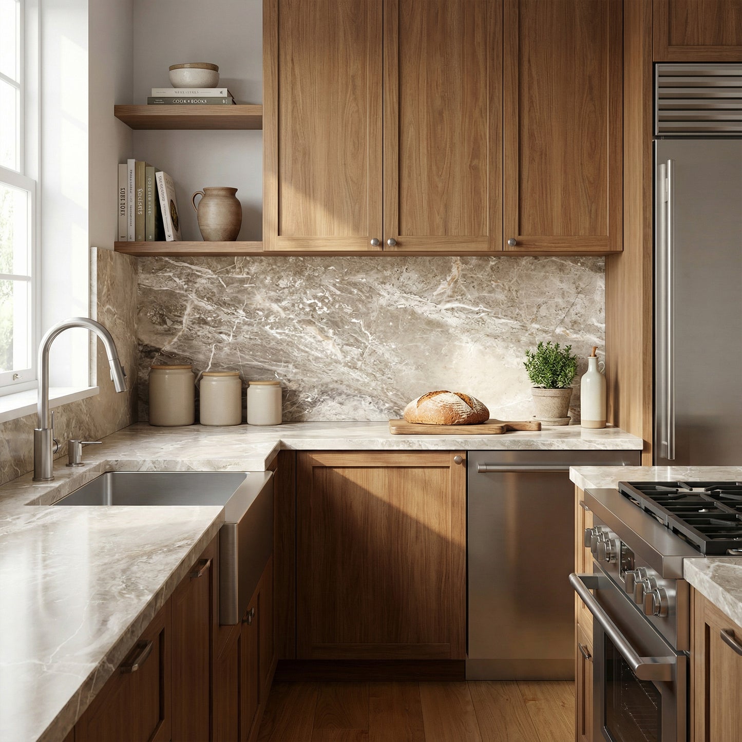 Küchenfolie Marmor Braun