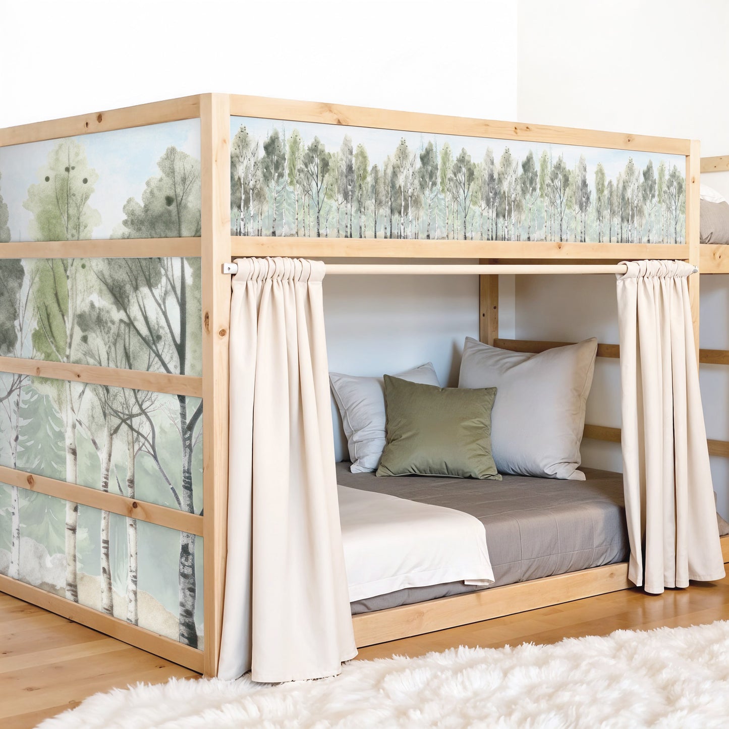 Bettaufkleber Set für IKEA Kura - Birken