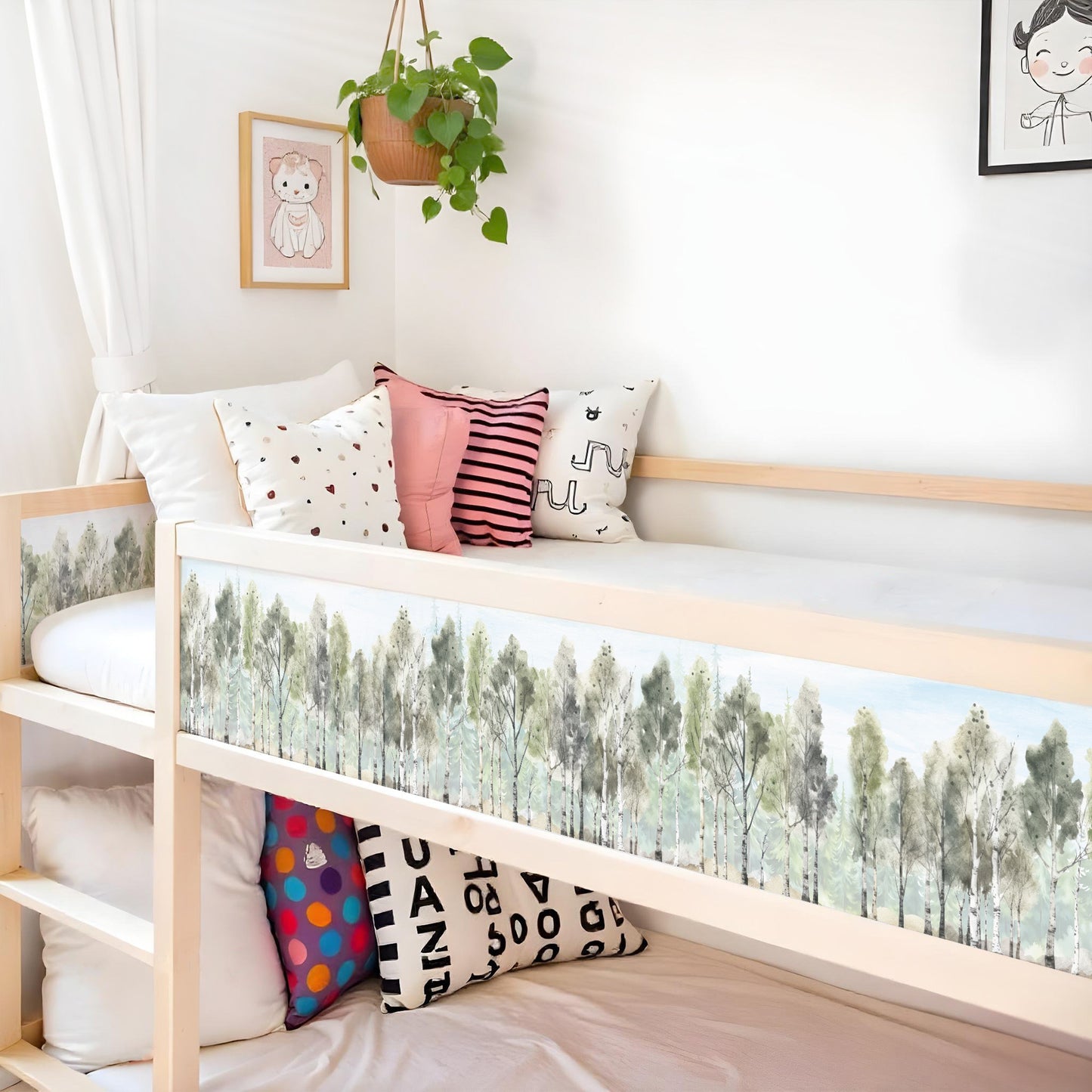 Bettaufkleber Set für IKEA Kura - Birken