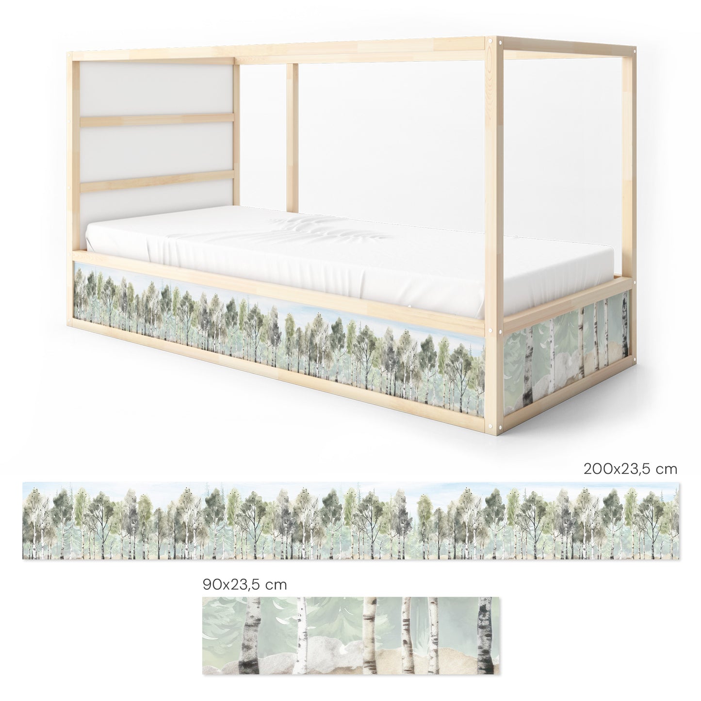 Bettaufkleber Set für IKEA Kura - Birken