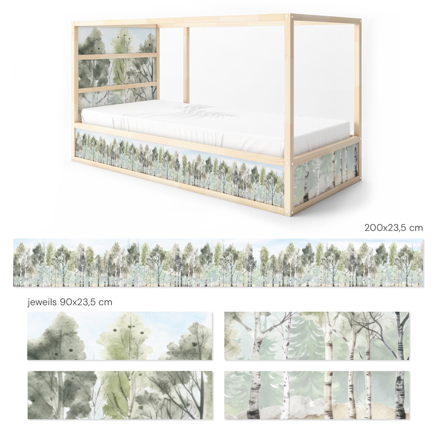 Bettaufkleber Set für IKEA Kura - Birken