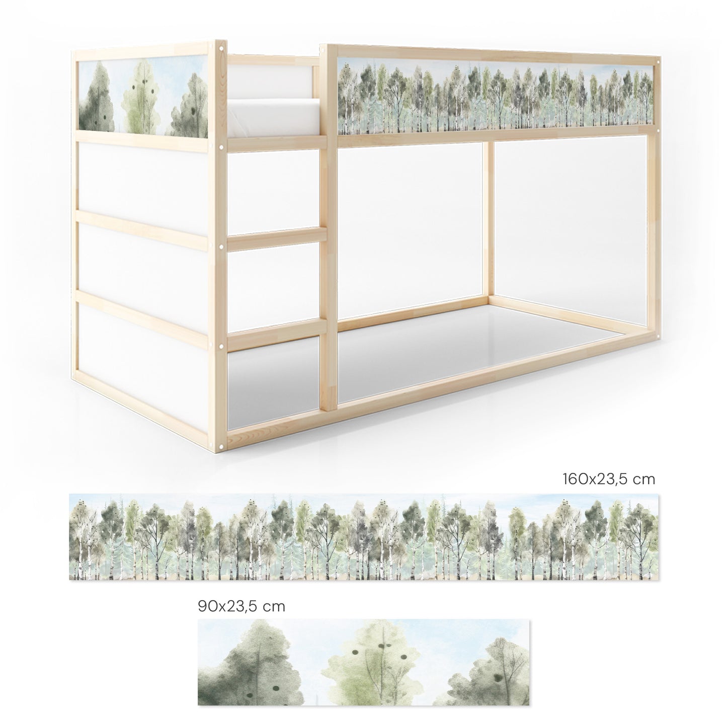 Bettaufkleber Set für IKEA Kura - Birken