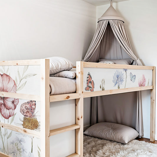 Bettaufkleber Set für IKEA Kura - Schmetterlingsgarten