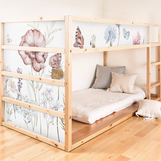 Bettaufkleber Set für IKEA Kura - Schmetterlingsgarten