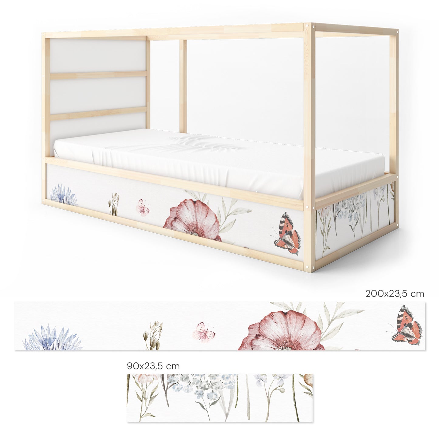 Bettaufkleber Set für IKEA Kura - Schmetterlingsgarten