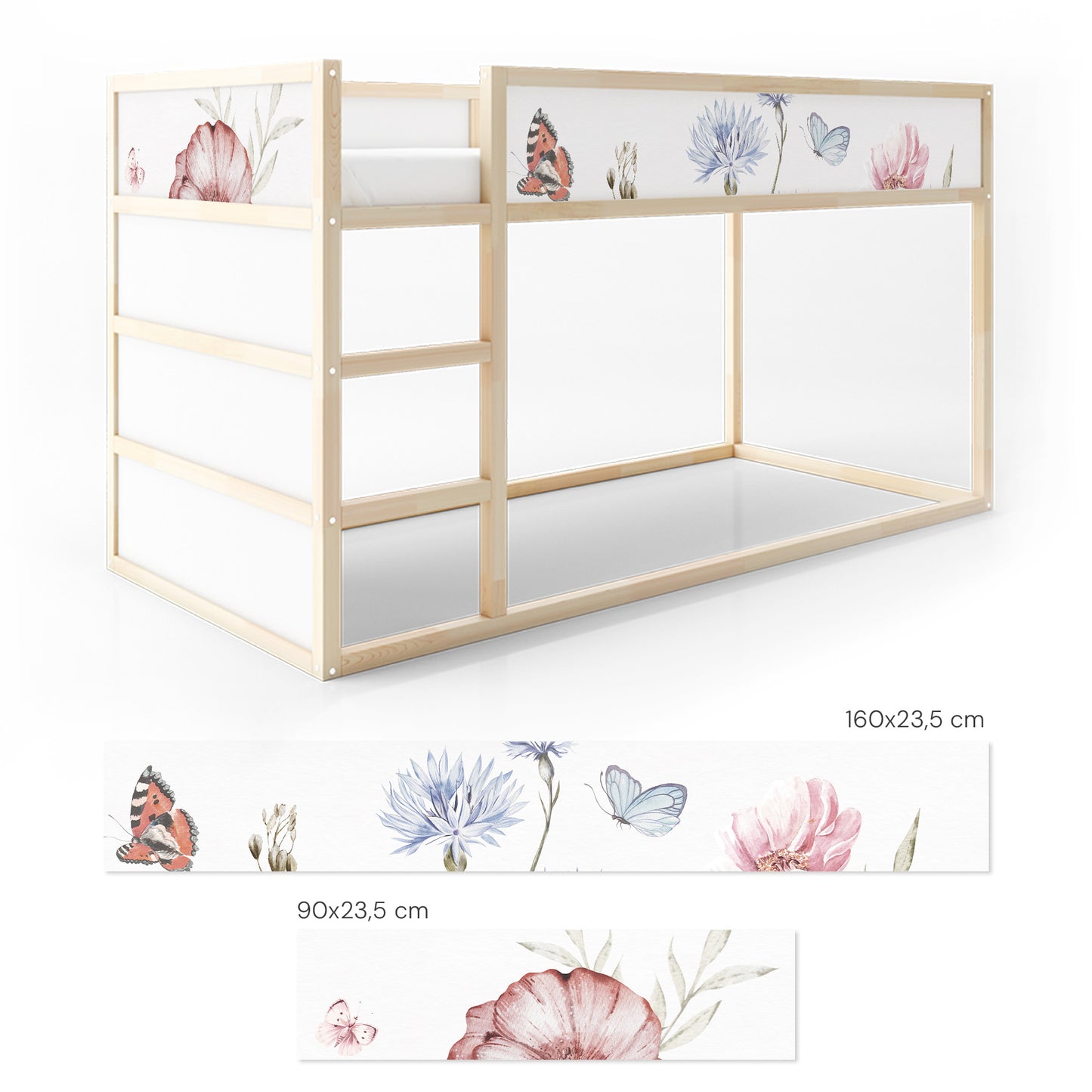 Bettaufkleber Set für IKEA Kura - Schmetterlingsgarten