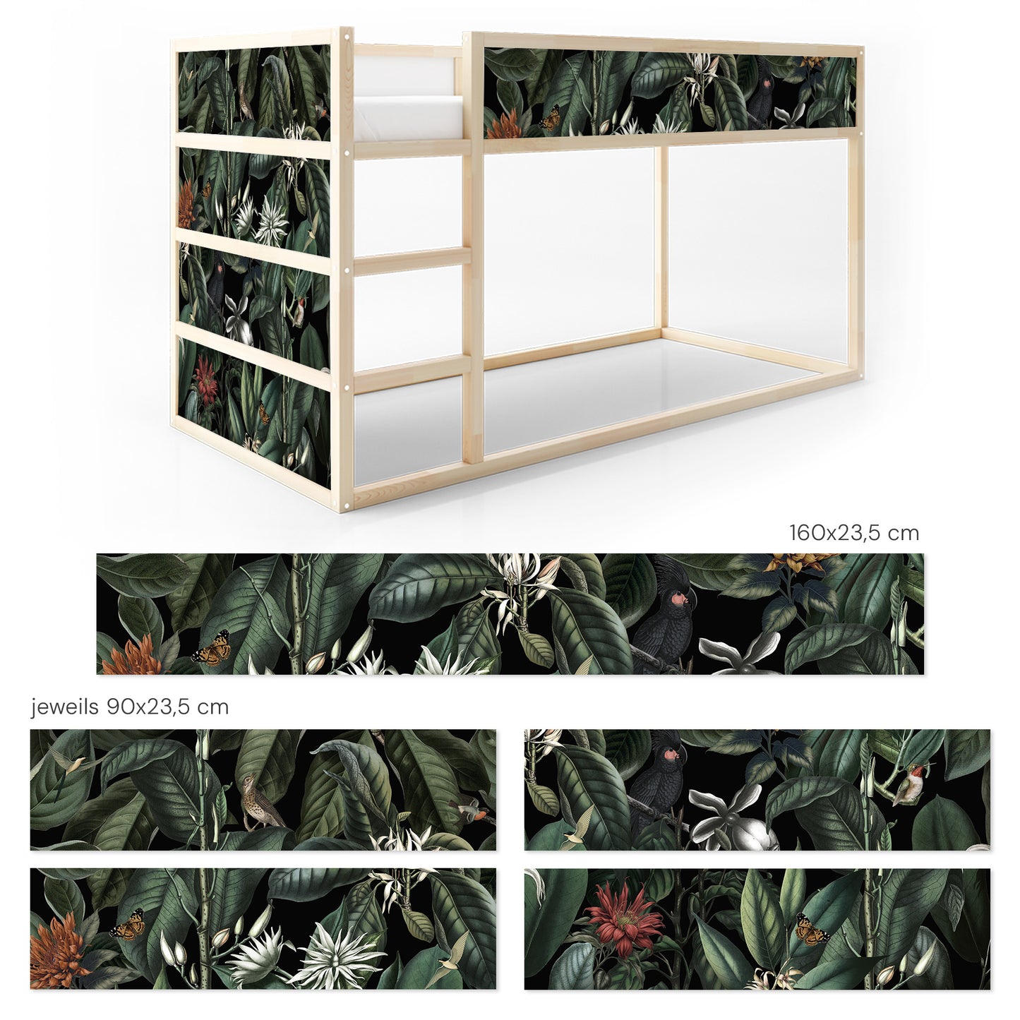 Bettaufkleber Set für IKEA Kura - Botanical Jungle