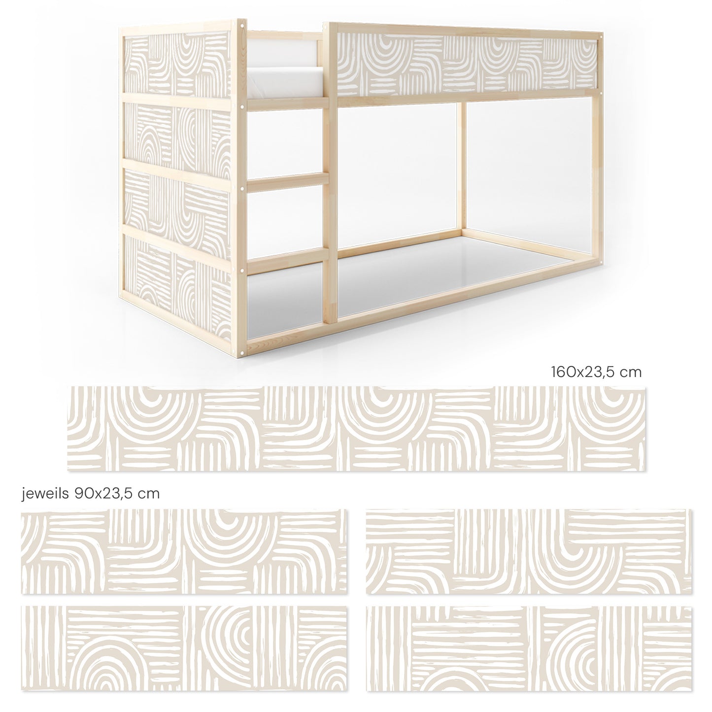 Bettaufkleber Set für IKEA Kura - Bogen Nude